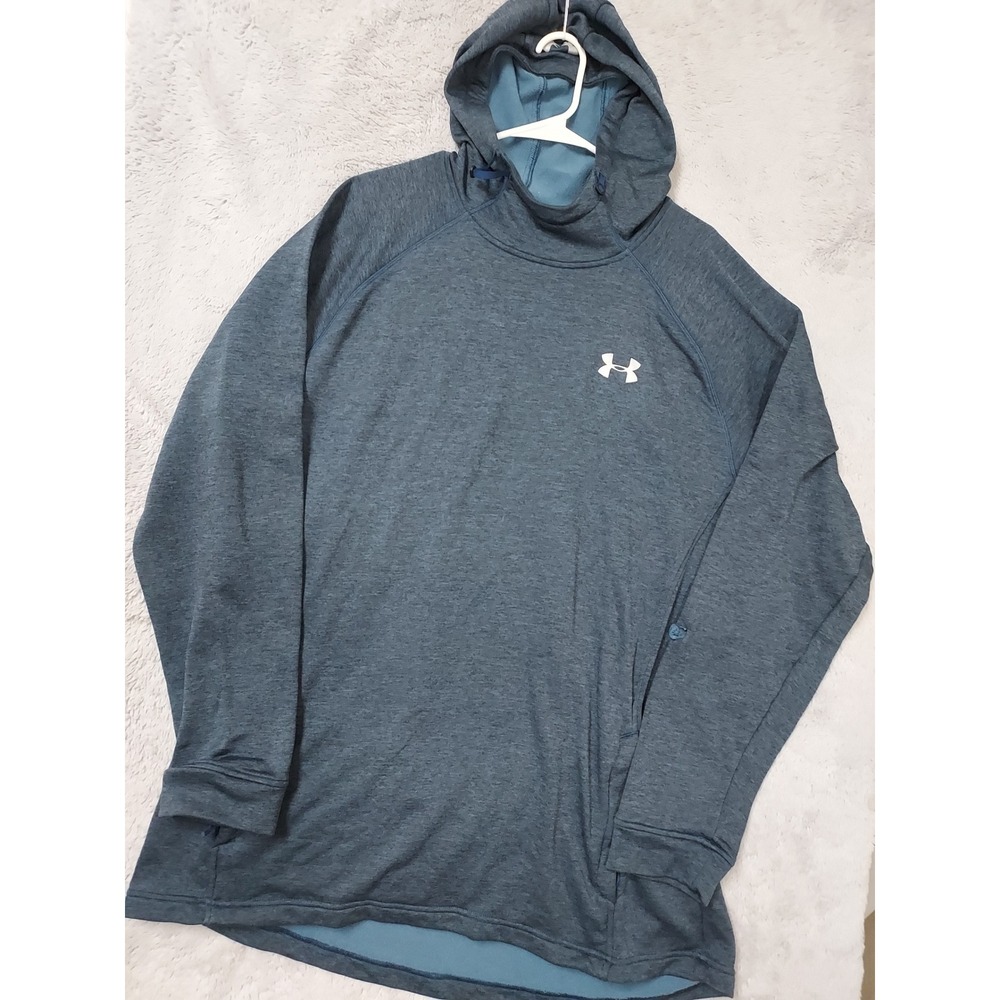 Under Armour Hoodie Mens 3XLT Tech Terry Fitted Coldgear Activewear Blue HOLE